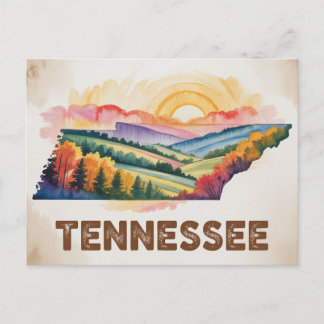 Lebendige Tennessee-Herbst-Aquarellkarten-Illustra Postkarte