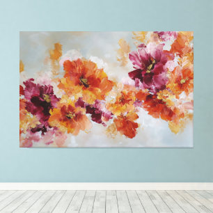 Lebendige Texturierte Florale Abstrakte Wandkunst Leinwanddruck