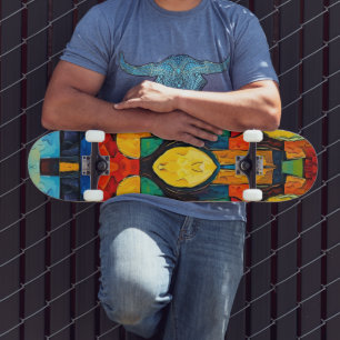 Lebendige Träume Geometrie – Kühne Moderne Abstrak Skateboard
