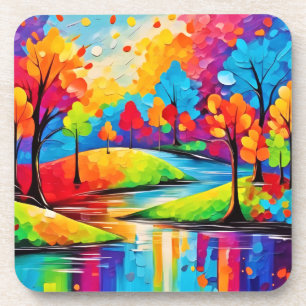 Lebendige Traumlandschaft Herbstsymphonie Kunst Getränkeuntersetzer
