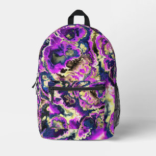 Lebendige Trippy Boho Hippie Fraktal Marmor Kunst Bedruckter Rucksack