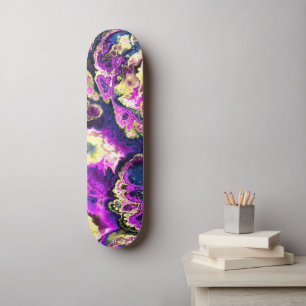 Lebendige Trippy Boho Hippie Fraktal Marmor Kunst Skateboard