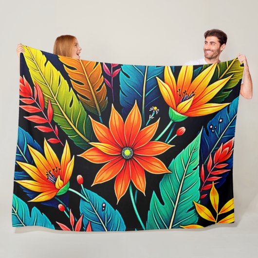 Lebendige tropische Blumenkunst Fleecedecke (Beispiel)
