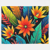 Lebendige tropische Blumenkunst Fleecedecke (Vorderseite (Horizontal))