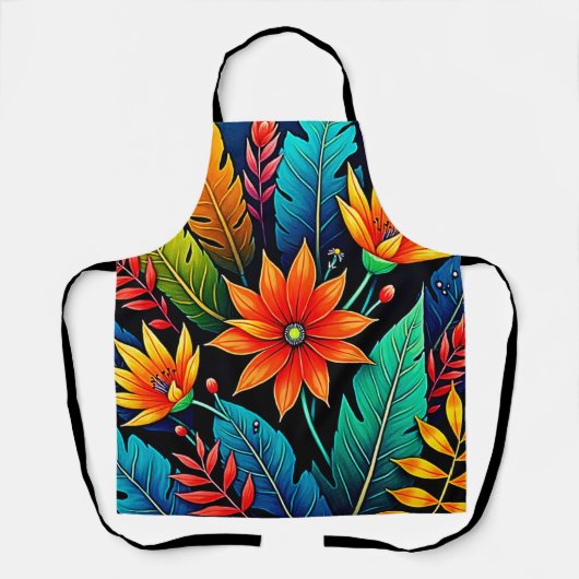 Lebendige tropische Blumenkunst Schürze (Vorderseite)