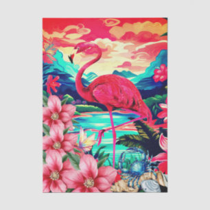 Lebendige tropische florale rosa Flamingo-Dekoupag Seidenpapier