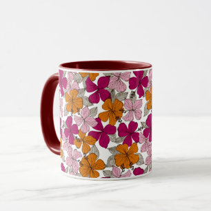 Lebendige tropische Hibiskus-Blumen-Burgunder-Zwei Tasse