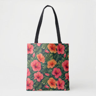 Lebendige tropische Hibiskusblüten Tasche