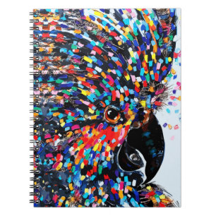 Lebendige tropische Vogelwandkunst im expressionis Notizblock