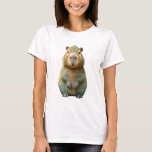Lebendige Türkis-Fell-Steh-Capybara-Frauen T-Shirt