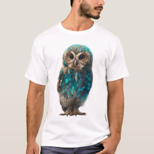 Lebendige Türkis Gefiederte Nachtaktive Eulen Männ T-Shirt