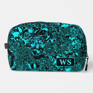 Lebendige Türkis Monogramm-Kosmetiktasche Waschbeutel