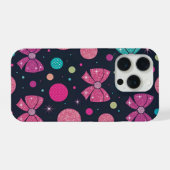 Lebendige Türkis Rosa Glitterbögen & Punkte-Muster iPhone Hülle (Rückseite (Horizontal))