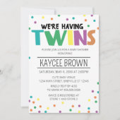 Lebendige Typografie mit Twins-Kinderdusche Einladung (Vorderseite)