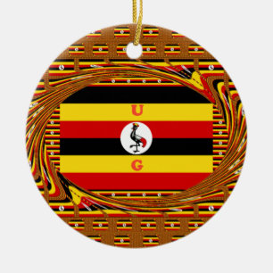 Lebendige Uganda-Flagge-Inspirierte Kunst Keramik Ornament