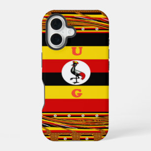 Lebendige Uganda-Flagge Inspirierte Kunst Kronen iPhone 16 Hülle