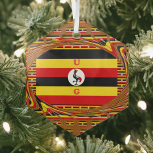 Lebendige Uganda-Flagge-Inspirierte Kunst Ornament Aus Glas