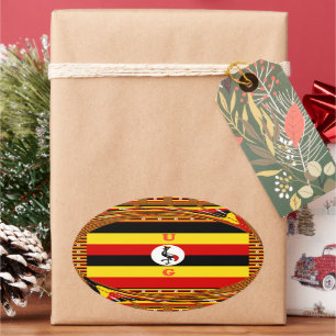 Lebendige Uganda-Flagge-Inspirierte Kunst Ovaler Aufkleber