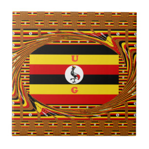 Lebendige Uganda-Flaggen-inspirierte Kunst Fliese