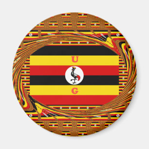 Lebendige Uganda-Flaggen-inspirierte Kunst Magnet