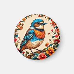 Lebendige und farbenfrohe Illustration eines Vogel Magnet