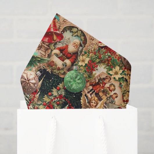 Lebendige viktorianische Weihnachtscollage Seidenpapier (Geschenktüte)