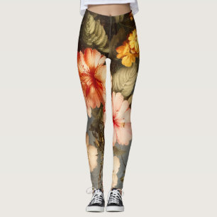 Lebendige Vintage-Blumenanordnung Leggings