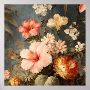 Lebendige Vintage-Blumenanordnung Poster