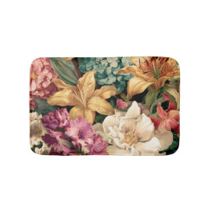 Lebendige Vintage-Blumenarrangement Badematte