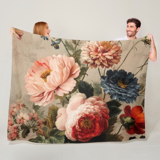 Lebendige Vintage-Blumenarrangement Fleecedecke (Beispiel)