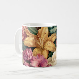 Lebendige Vintage-Blumenarrangement Kaffeetasse