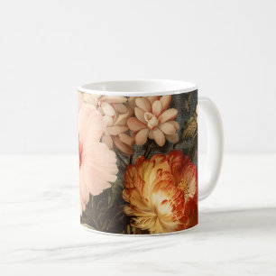 Lebendige Vintage-Blumenarrangement Kaffeetasse