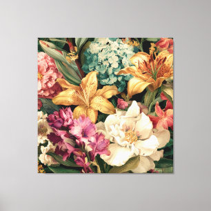 Lebendige Vintage-Blumenarrangement Leinwanddruck