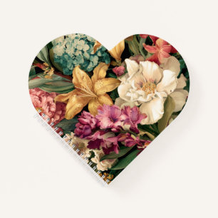 Lebendige Vintage-Blumenarrangement Notizblock