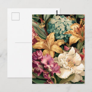 Lebendige Vintage-Blumenarrangement Postkarte