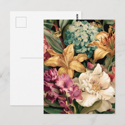 Lebendige Vintage-Blumenarrangement Postkarte (Vorne/Hinten)