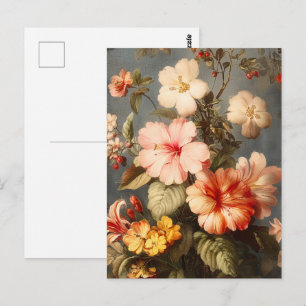 Lebendige Vintage-Blumenarrangement Postkarte