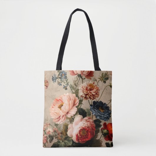 Lebendige Vintage-Blumenarrangement Tasche (Vorderseite)