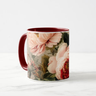 Lebendige Vintage-Blumenarrangement Tasse
