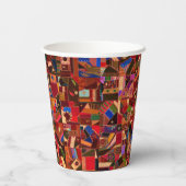 Lebendige Vintage-Crazy-Quilt Pappbecher (Rückseite)