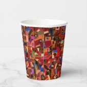 Lebendige Vintage-Crazy-Quilt Pappbecher (Rechts)