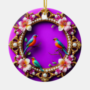 Lebendige Vögel sitzen Keramik Ornament