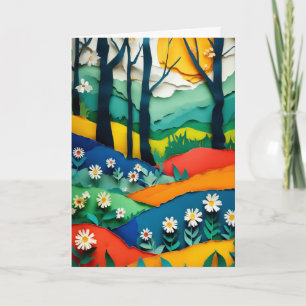Lebendige Waldlichtung aus geschnittenem Papier Karte