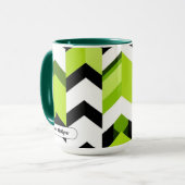Lebendige Wasabi-Chevron-Moderne Textur Tasse (Vorderseite Links)