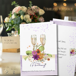 Lebendige Wasserfarbe Floral Champagner-Jubiläum Karte