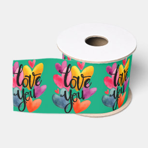 Lebendige Wasserfarbe Liebe: Handgeschriebene "Lie Ripsband