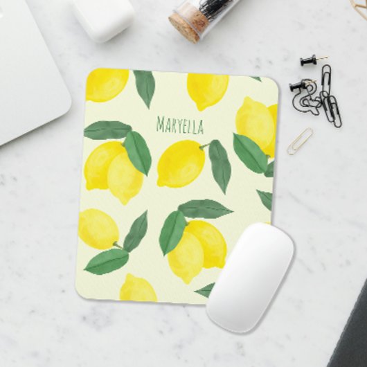 Lebendige Wasserfarbe-Limonen Handgezeichnet Gelb Mousepad