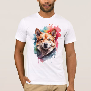 Lebendige Wasserfarben-Hundetreu-Begleiter-Kunst T-Shirt
