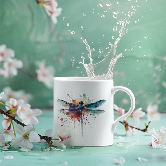 Lebendige Wasserfarben-Libelle Kaffeetasse