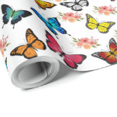 Lebendige Wasserfarben-Schmetterlinge Geschenkpapi Geschenkpapier (Rolleneckpunkt)